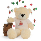 60in life size Personalized Dark Brown softest fur Teddy Bear Brownie Cuddles in Red Heart Shirt