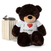 Life Size 5ft Personalized Valentine’s Day Teddy Bear Brownie Cuddles dark brown fur