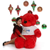 5ft Red Bear Happy Holidays Giant Teddy Bitsy Cuddles