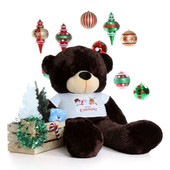 6ft Brownie Cuddles Ready for Christmas Dark Brown Teddy Bear