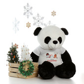 Giant Teddy Brand 5 foot Panda Teddy Bear with Merry Christmas Tshirt