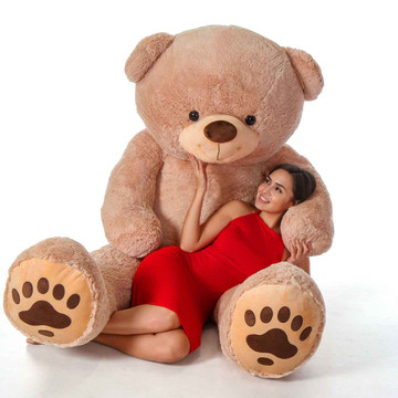 Sunny Cuddles with World's Largest - I Love You THIS Much - Big Teddy Bear  Heart - 5 Feet Tall Valentines Teddy Bear - Mocha