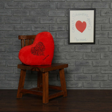Personalized Red Pillow Heart with "I Love You" Message