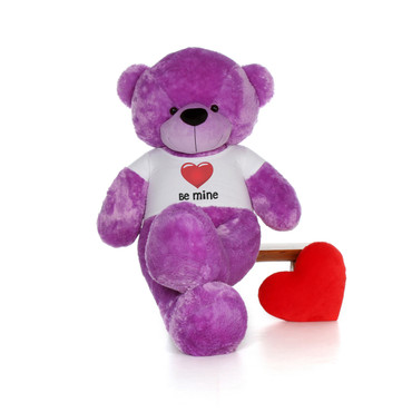 72" Purple DeeDee Cuddles by Giant Teddy in Be Mine Valentine's Day T-Shirt
