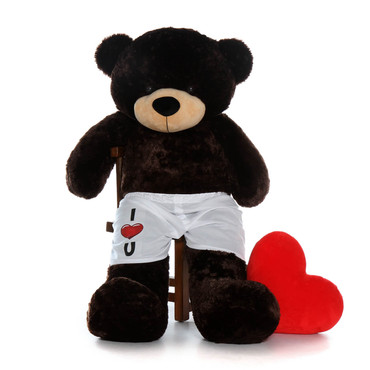 60 inch Chocolate Brown Teddy Bear with I Love You Boxers