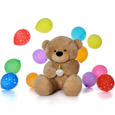Giant Brown Teddy Bear - Birthday Edition