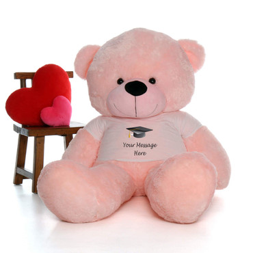6 Foot giant Pink Teddy Bear with Graduation T-shirt
