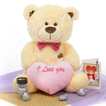 He Loves Me! Bear Hug Care Package featuring BooBoo Shags Cream 27in