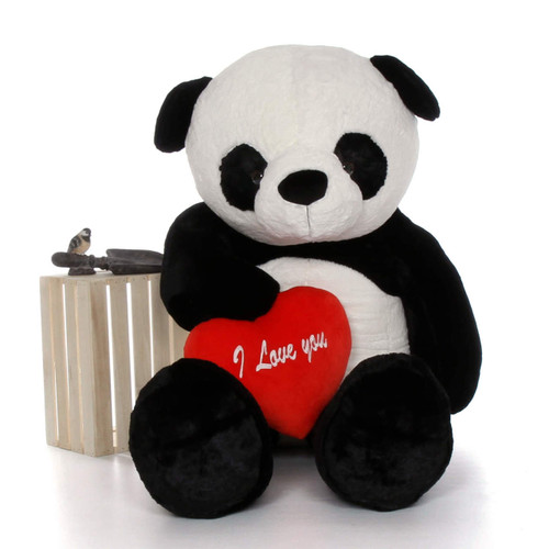 6ft valentine's day gift Life Size Panda Bear Rocky Xiong red “I Love You” heart