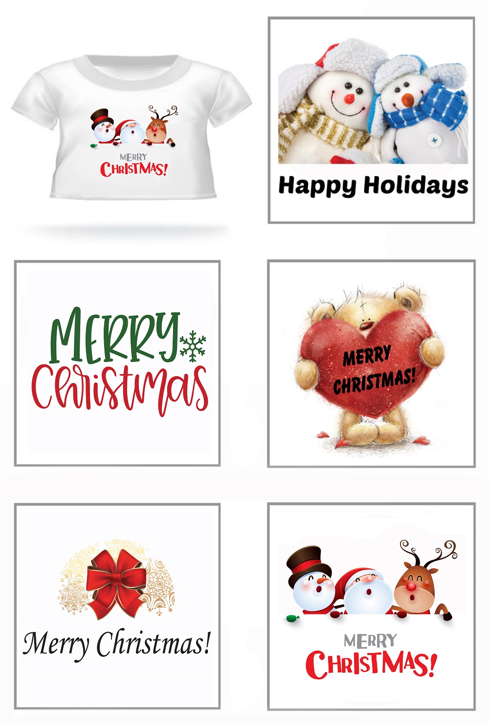 A Set of Christmas T-Shirts with Different Designs