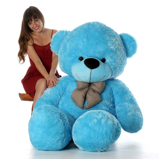 Happy Cuddles 72&quot; Life Size Blue Plush Huge Teddy Bear - Giant Teddy Bear