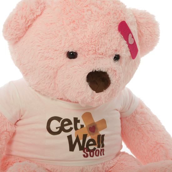 Personalised Get Well Soon Card - Teddy Bear with Heart - Any Name/Any  Message