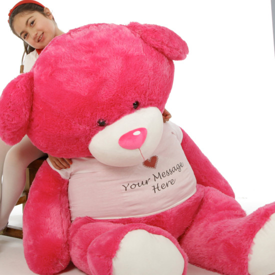 Giant 56in Personalized Hot Pink Teddy Bear Cha Cha Big Love