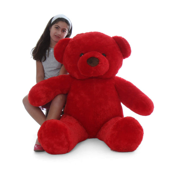 4ft Adorable Red Plush Teddy Bear Riley Chubs