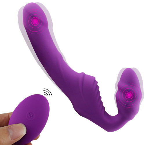 Strapless Strap-On Double Vibrator with Remote