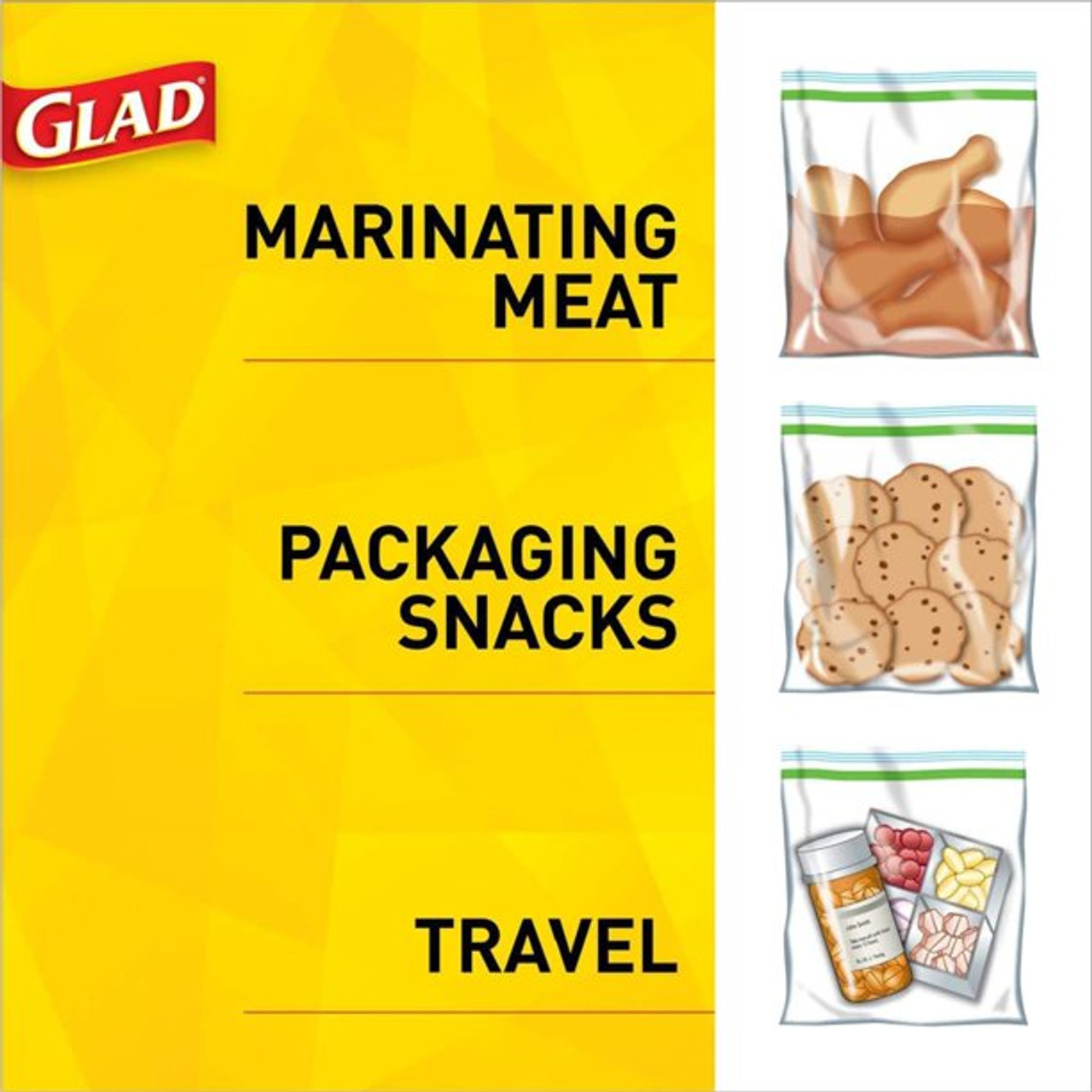 Glad Zipper Food Storage Freezer Bags - Gallon - 20 Count