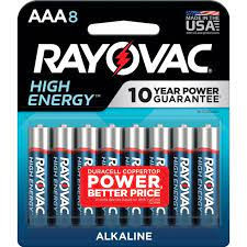 Rayovac High Energy Alkaline Aaa Batteries, 8 Pack