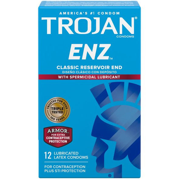 TROJAN CONDOM ENZ VERTICAL SPERMICIDAL 12CT 4 DOZEN