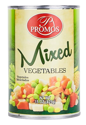 Promos, Mixed Vegetables. 24/15.25Oz. Minimun 85 Cases