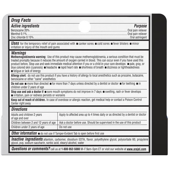 ORAJEL 3X MEDICATED FOR ALL MOUTH SORES GEL 72/0.18 OZ
