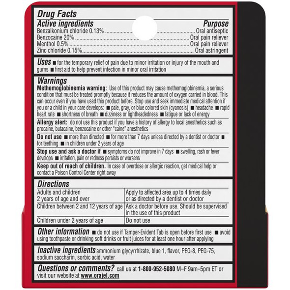 ORAJEL 4X MEDICATED FOR TOOTHACHE AND GUM GEL 24/0.25 OZ