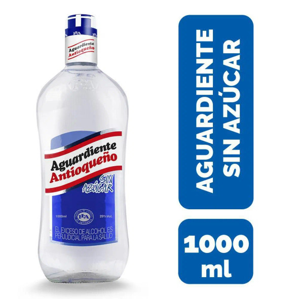 AGUARDIENTE ANTIOQUEÑO SIN AZUCAR 29% 12 X 1000ML