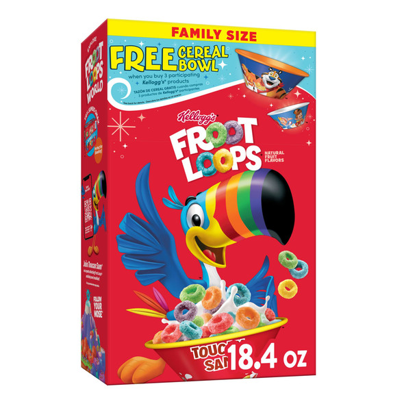 Froot Loops Cereal, Natural Fruit Flavors, Family Size 18.4 Oz