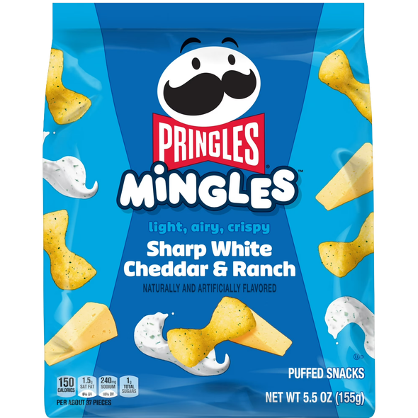 PRINGLES MINGLES SHARP WHITE CHEDDAR & RANCH 6/5.5 OZ