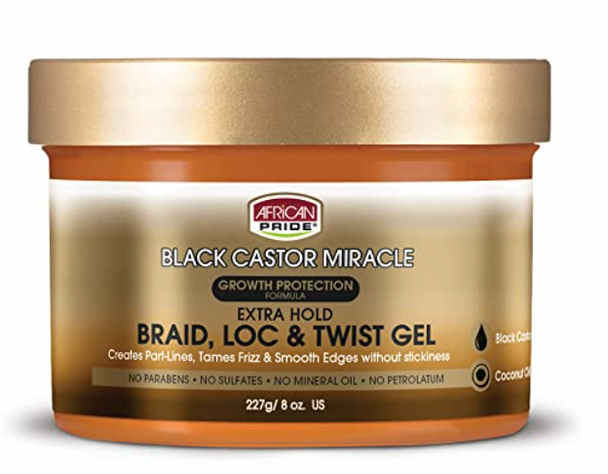 Ap Black Castor Miracle Braid, Loc & Twisting Gel 6/8Oz