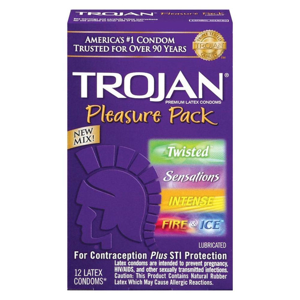 TROJAN CONDOM LUBE 48/12CT PLEASURE PACK V 4DZ