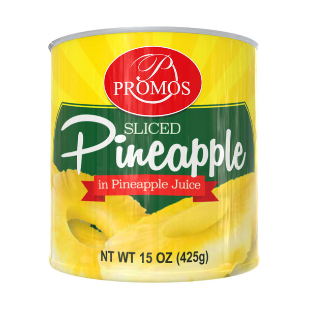 PROMOS SLICED PINEAPPLE IN JUICE. 24/15 OZ