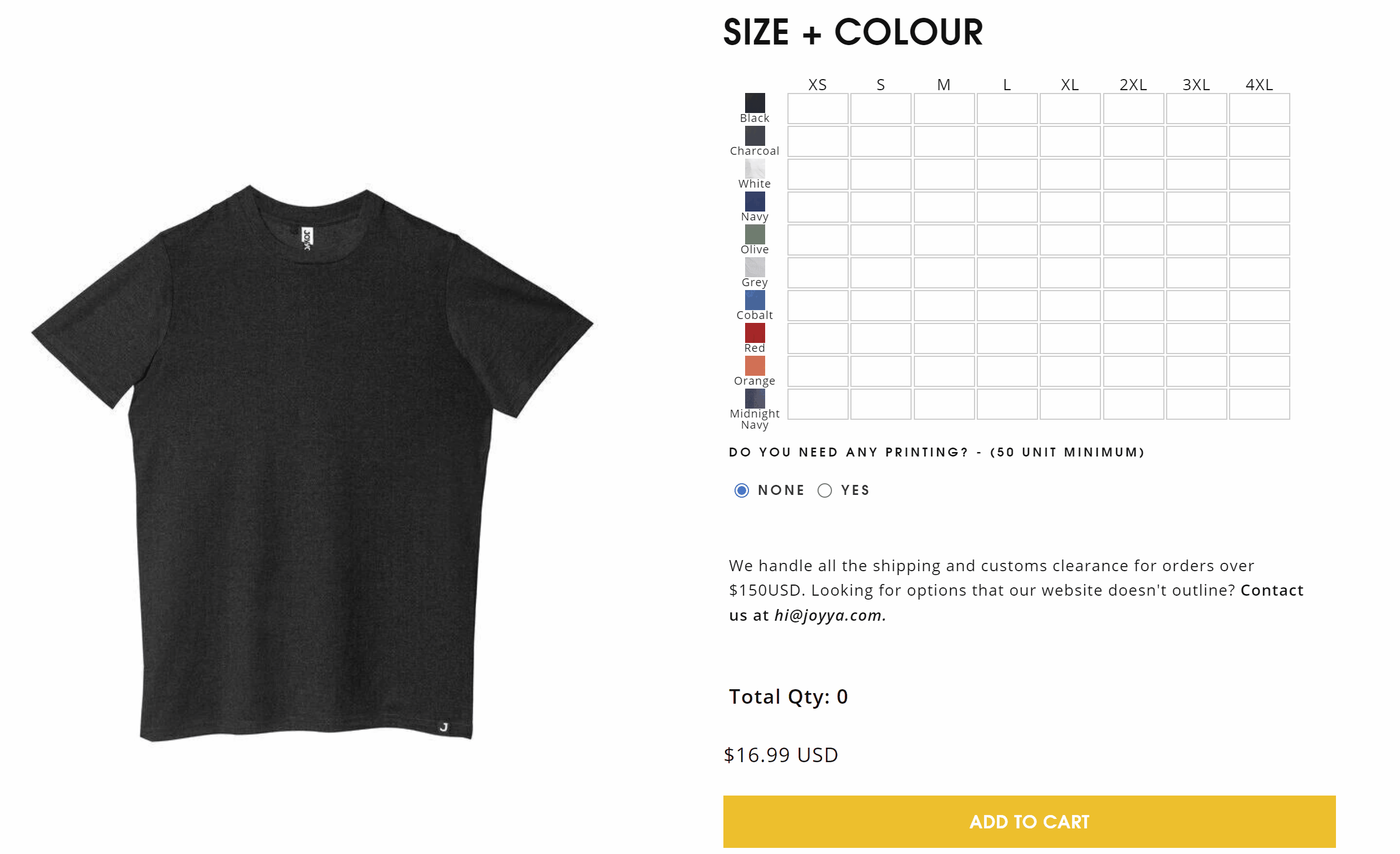 Product Option Grid