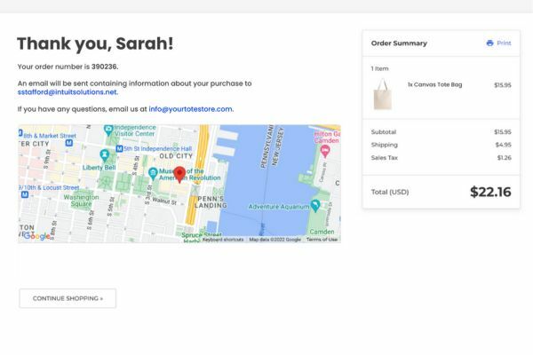 Shipping Destination Map on Order Confirmation Page