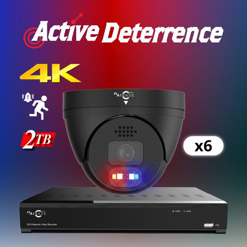 8CH 4K Active Deterrence AI Full Color PoE IP Kit, Black