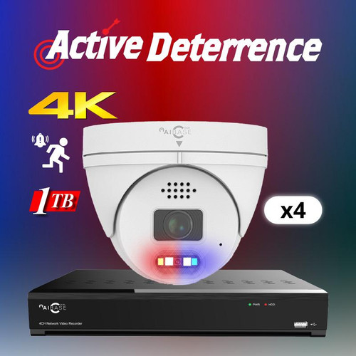 4CH 4K Active Deterrence AI Full Color PoE IP Kit