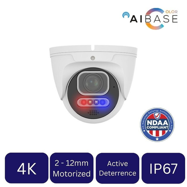 4K AI Black Light Active Deterrence Motorized IP Turret Camera
