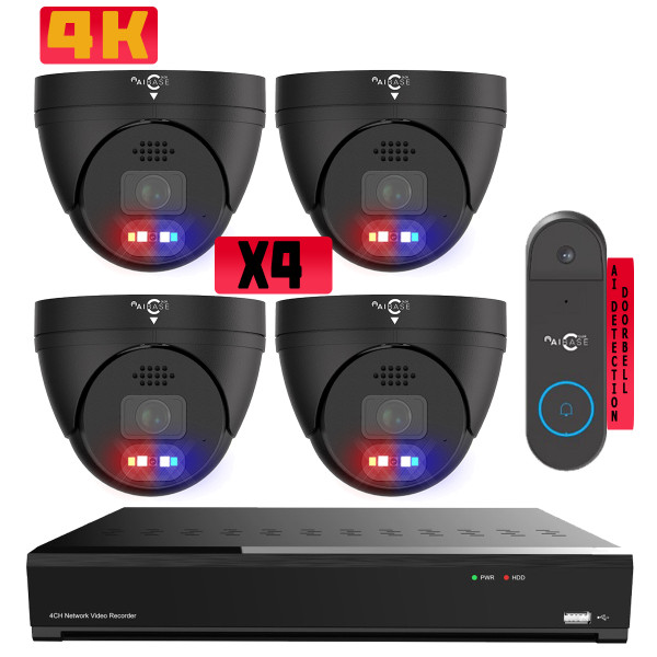 4CH 4K Active Deterrence AI Full Color PoE IP Kit (KIT-NV3104-8M-PV-AI-1T-S2-B)