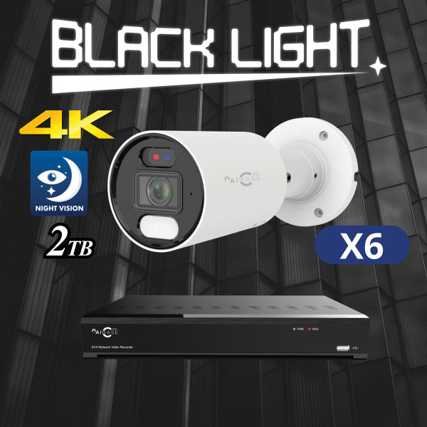8CH 4K Black Light Active Deterrence AI Full Color PoE IP Camera Kit KIT-NV3108-8M-BL-PV-AI-BT-2T