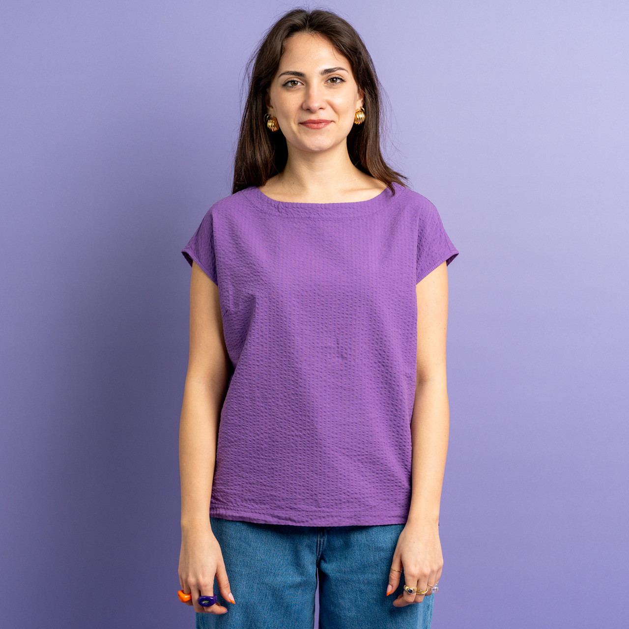 Blusa seersucker viola -  - Le Conturbanti Concept Store