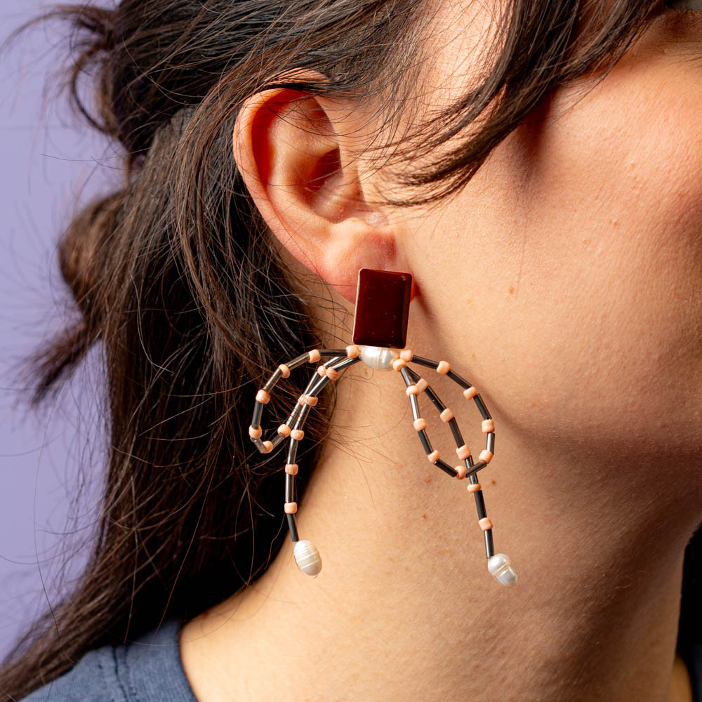 Orecchini fiocco grigio e rosa -  - Le Conturbanti Concept Store