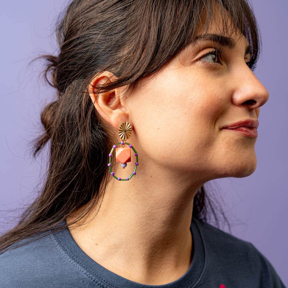 Orecchini pendenti con charm rosa -  - Le Conturbanti Concept Store
