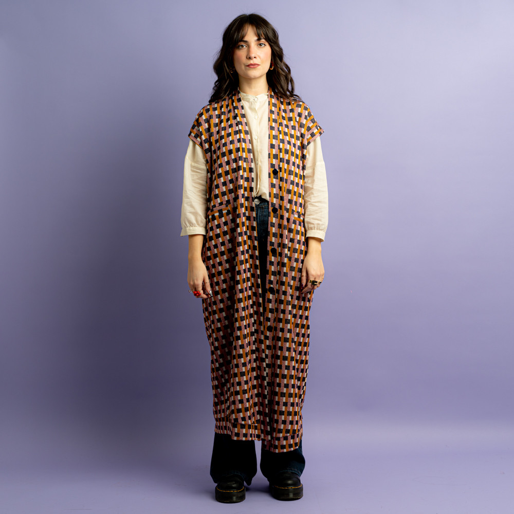 Gilet lungo griglia lurex rosa -  - Le Conturbanti Concept Store