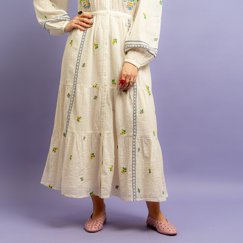 Abito lungo bianco con ricami -  - Le Conturbanti Concept Store
