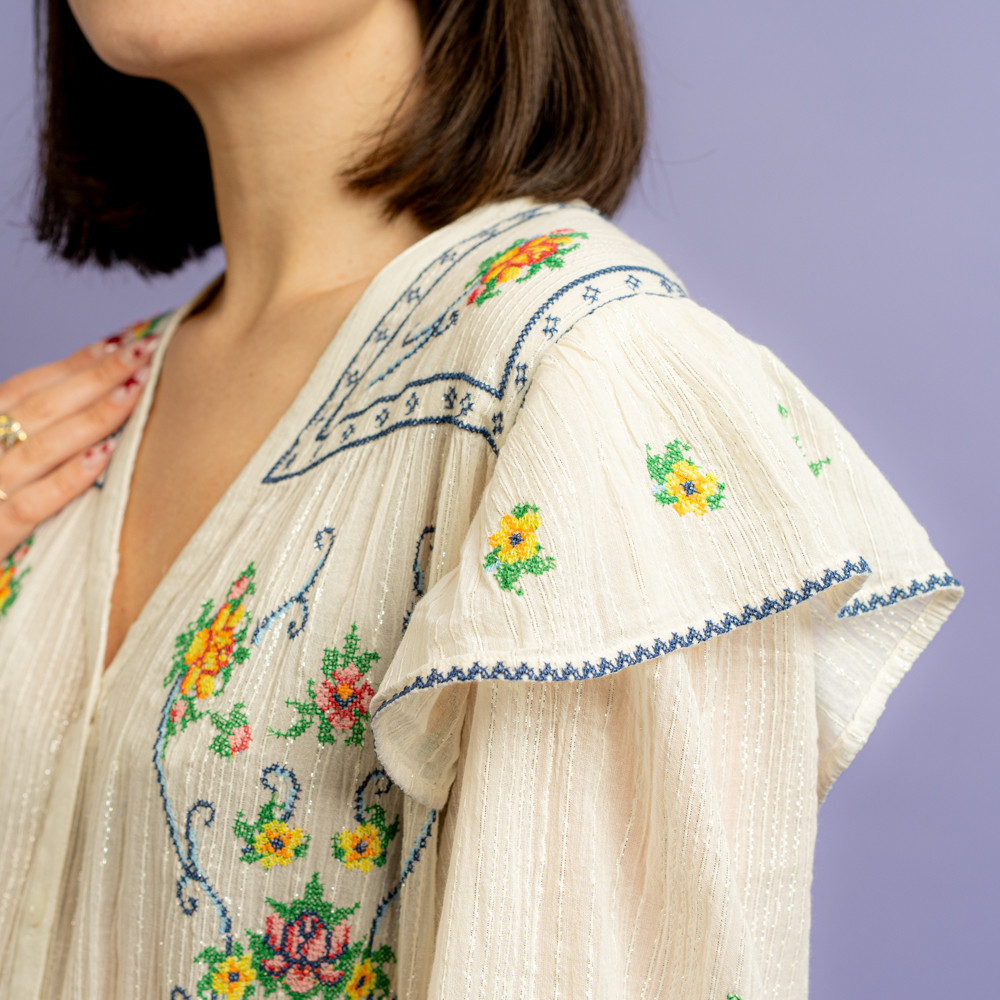 Abito lungo bianco con ricami -  - Le Conturbanti Concept Store