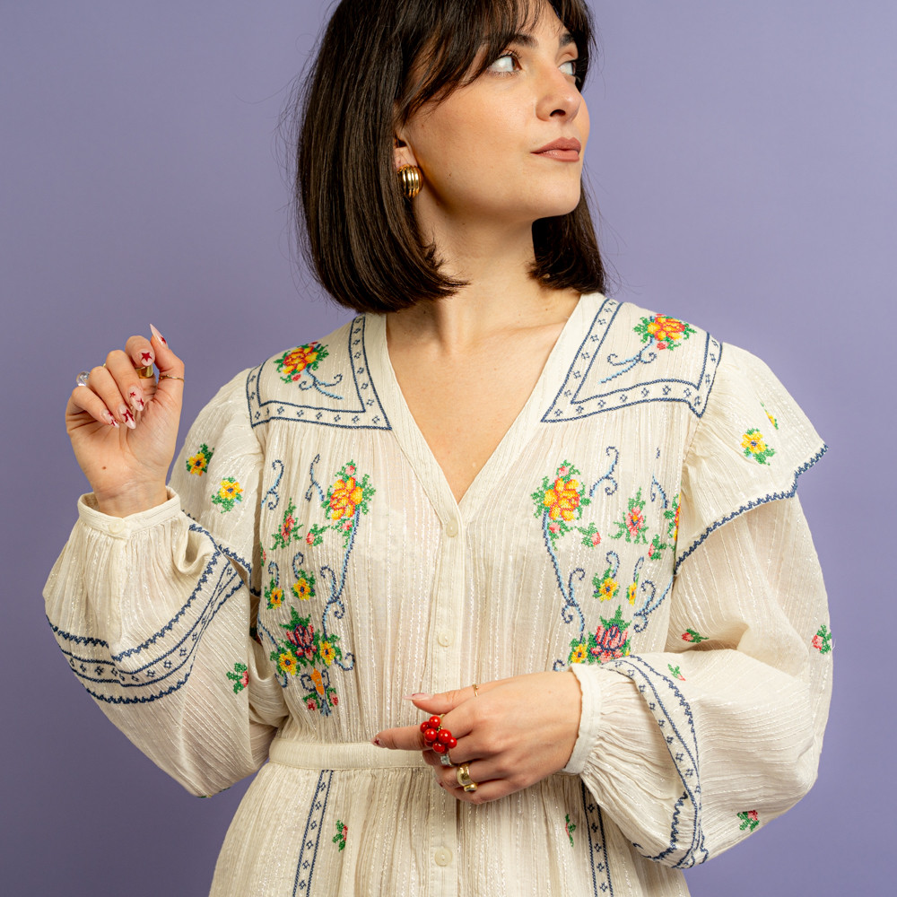 Abito lungo bianco con ricami -  - Le Conturbanti Concept Store