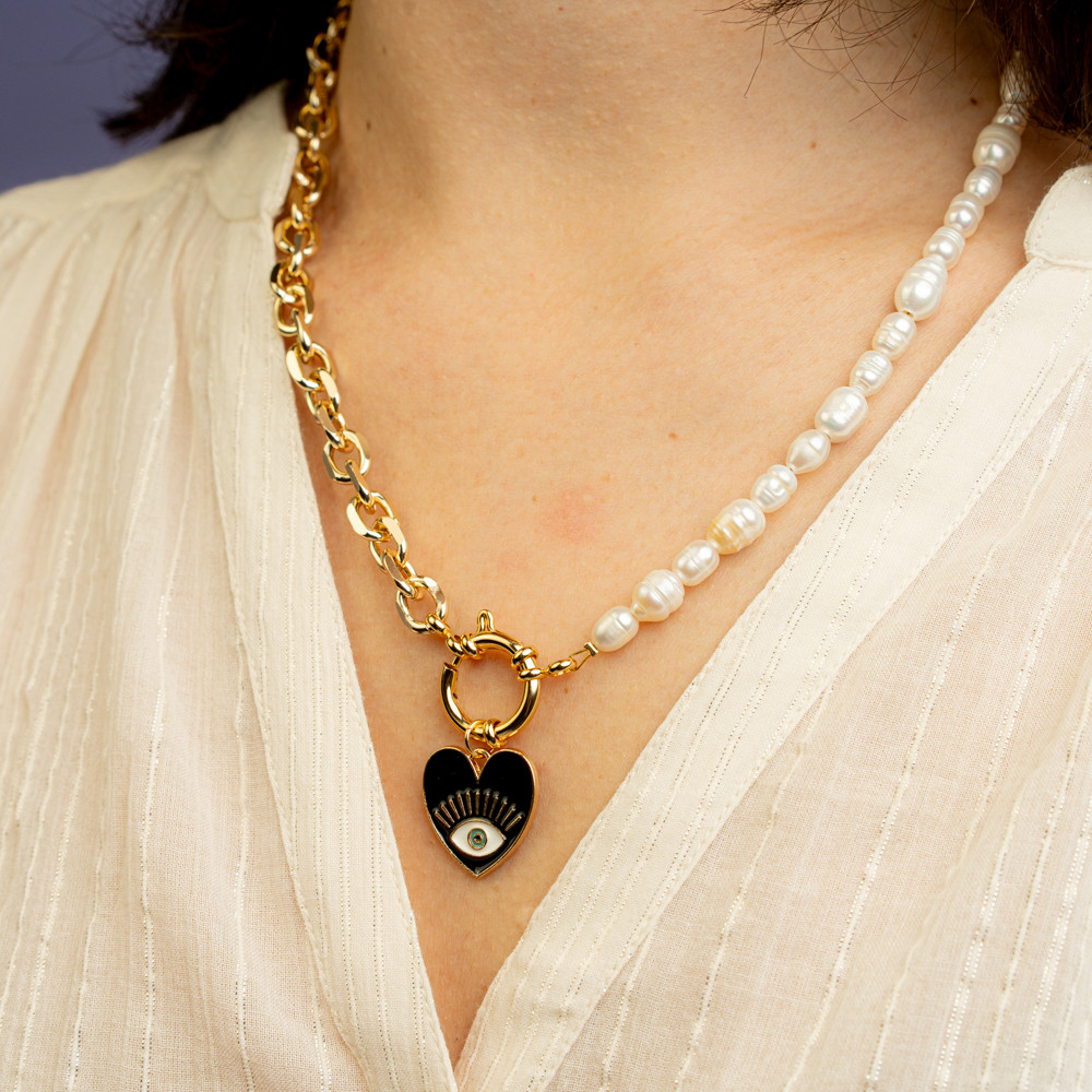 Collana perle e cuore nero -  - Le Conturbanti Concept Store