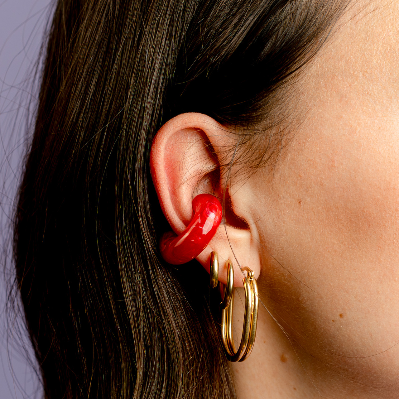 Ear cuff rosso marmorizzato -  - Le Conturbanti Concept Store