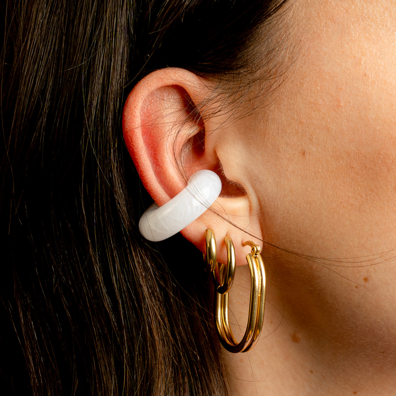 Ear cuff bianco marmorizzato -  - Le Conturbanti Concept Store