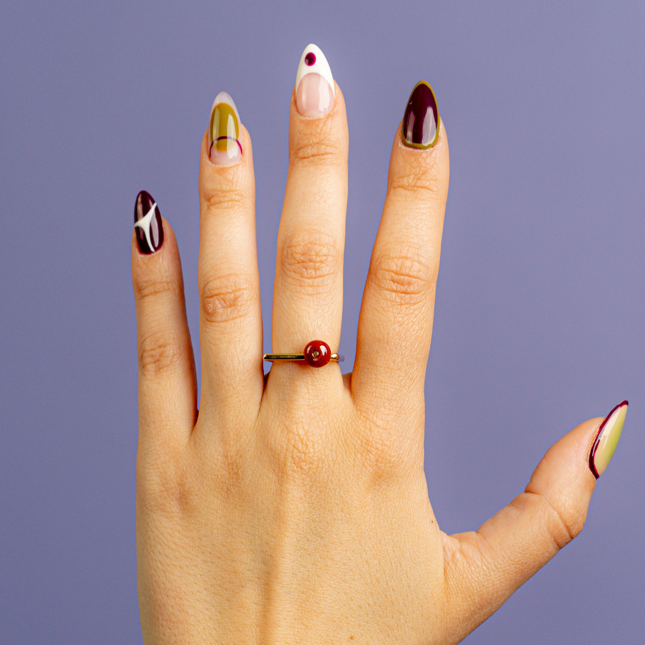Anello quadrato piccolo bordeaux -  - Le Conturbanti Concept Store