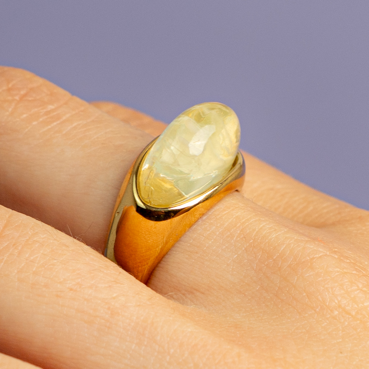 Anello pietra bianco lattiginoso -  - Le Conturbanti Concept Store